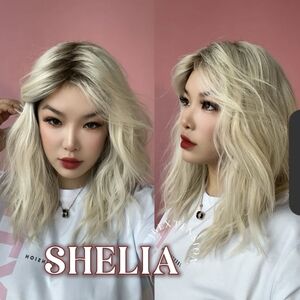JB Extension Synthetic Platinum Blonde Ombré Wavy Lace Front Wig